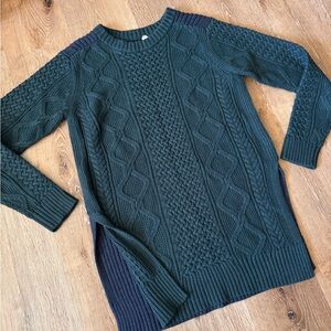 Margaret‎ O Leary Oversized Pullover Green Blue Cable Knit Sweater Size M/L